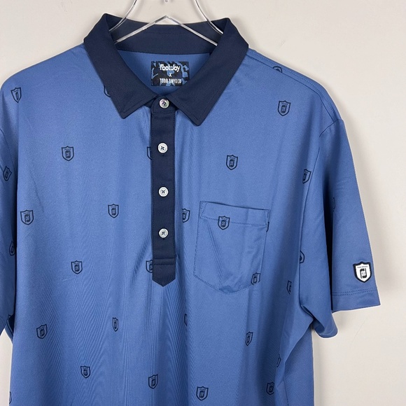 Todd Snyder & Footjoy Men's Shield Print Pique Polo Shirt Blue Size XL - Picture 4 of 13